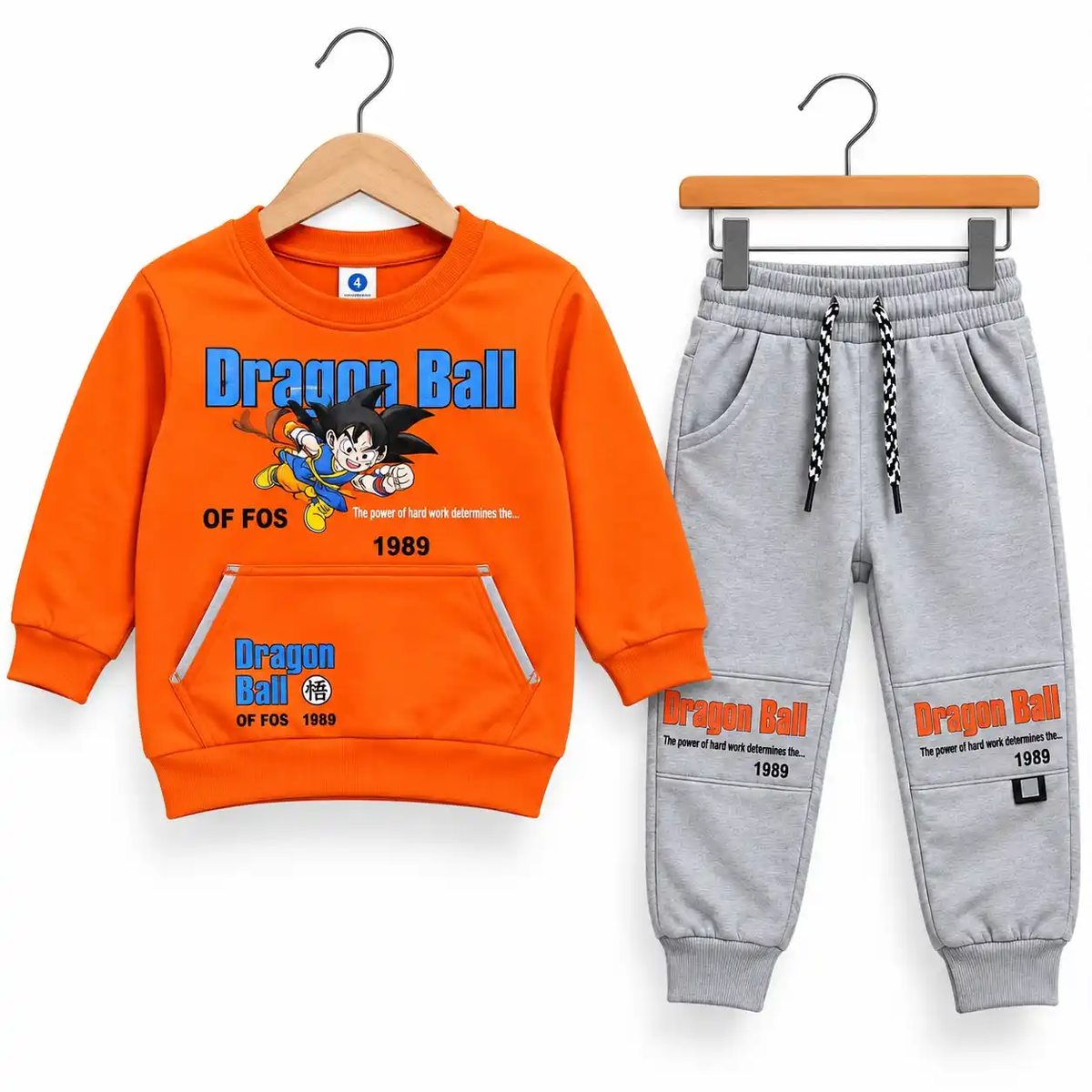 Dragon Ball Kids Winter Tracksuit Set in Orange – Sweatshirt and Jogger Pants for Boys