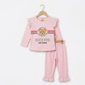 Girls Teddy Bear Print Ruffle Top & Pant Set – "Have Fun Like a Bear" Kids Outfit