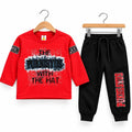 Boys Winter Tracksuit Set – Graphic Print Sweatshirt & Black Jogger Trouser