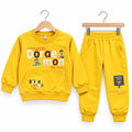 Doraemon Print Kids Winter Sweatshirt and Jogger Set in Yellow – Warm 2-Piece Co-ord for Boys