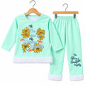 Girls Sunshine Floral Fleece Suit - Mint Green Color